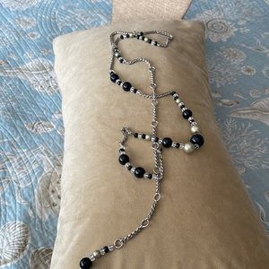 Chain  belt black clear crystal fabulous adjustable links 34”